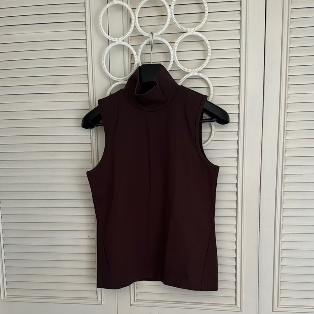 rag & bone Red Fitted Tank Top with Mandarin Collar